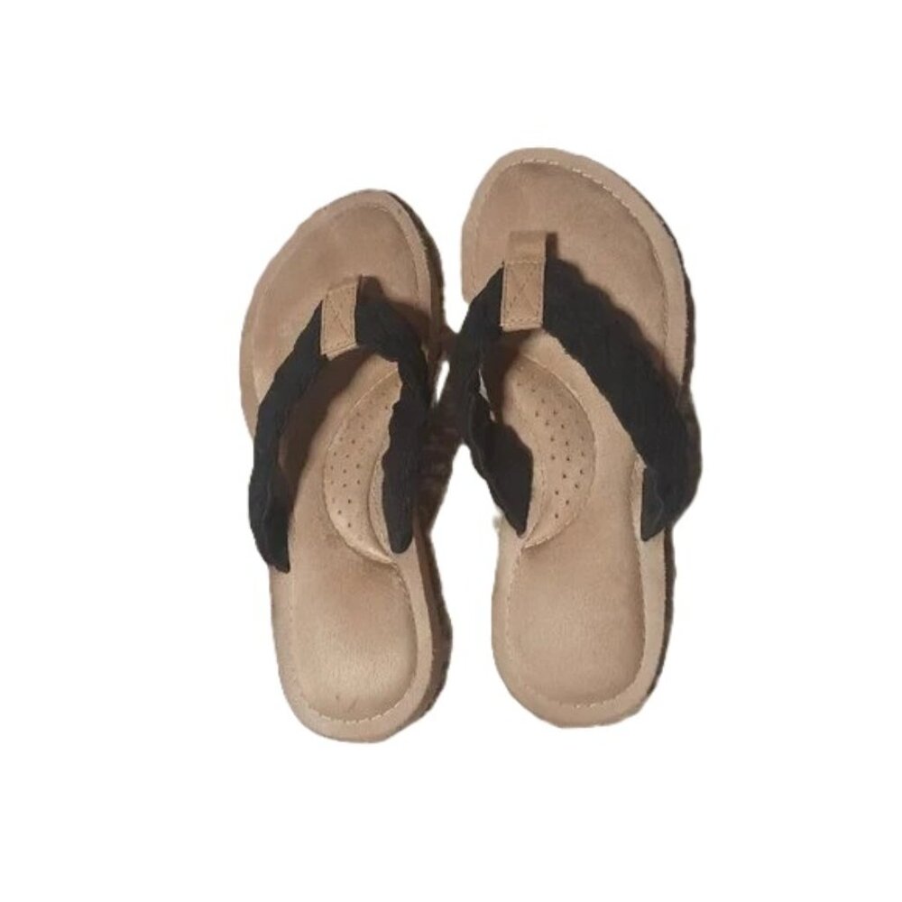 Capelli Comfy Cushion Soles Black Beige Flip Flop Sandals size 6
